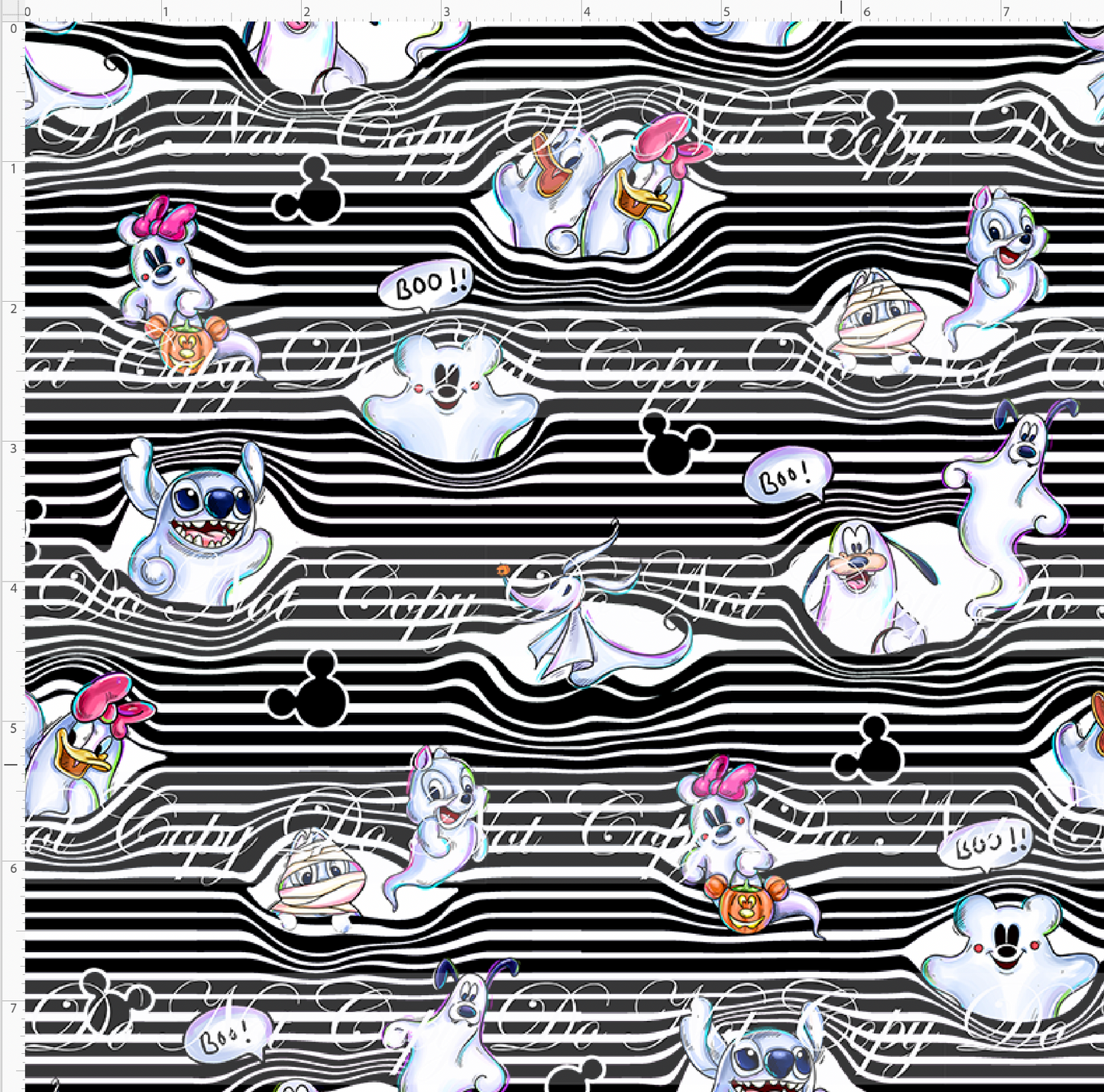 Boo-tiful Spirits-Character Stripes- BW- Small Scale