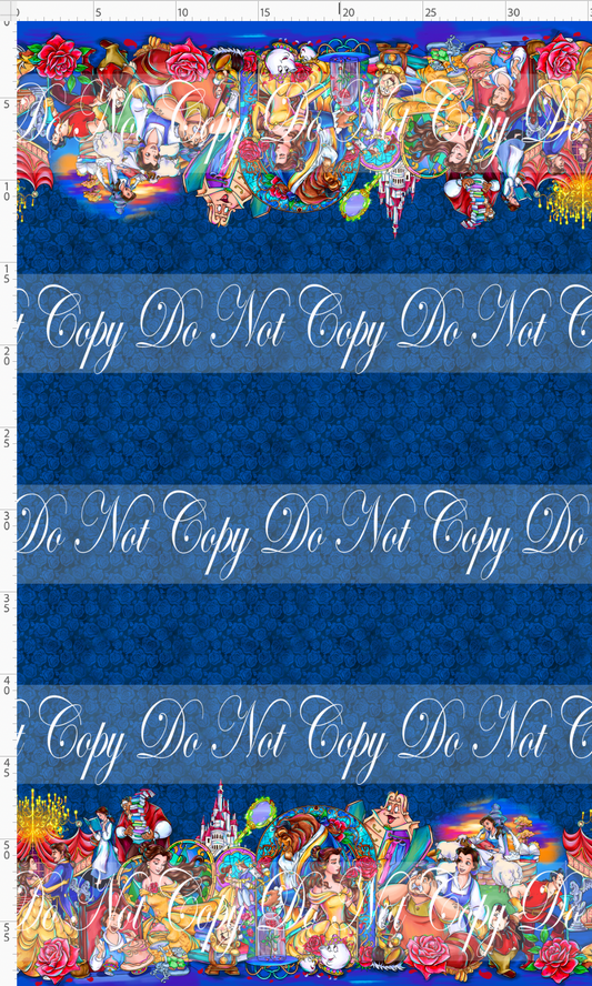Castle of Roses - Double Border - Navy Roses