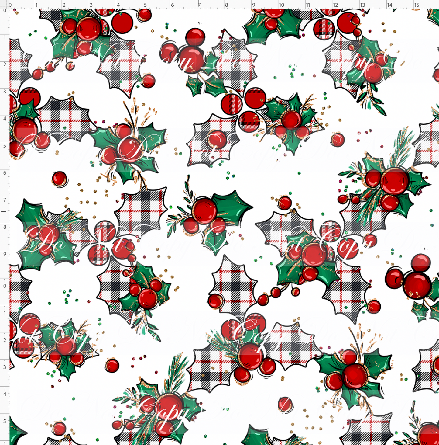 Christmas Mouse Classic - holly - white - large plaid - large scale