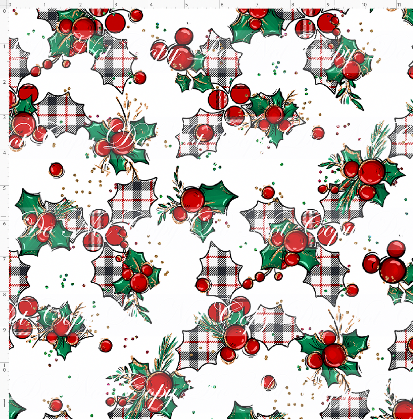 Christmas Mouse Classic - holly - white large plaid - regular scale