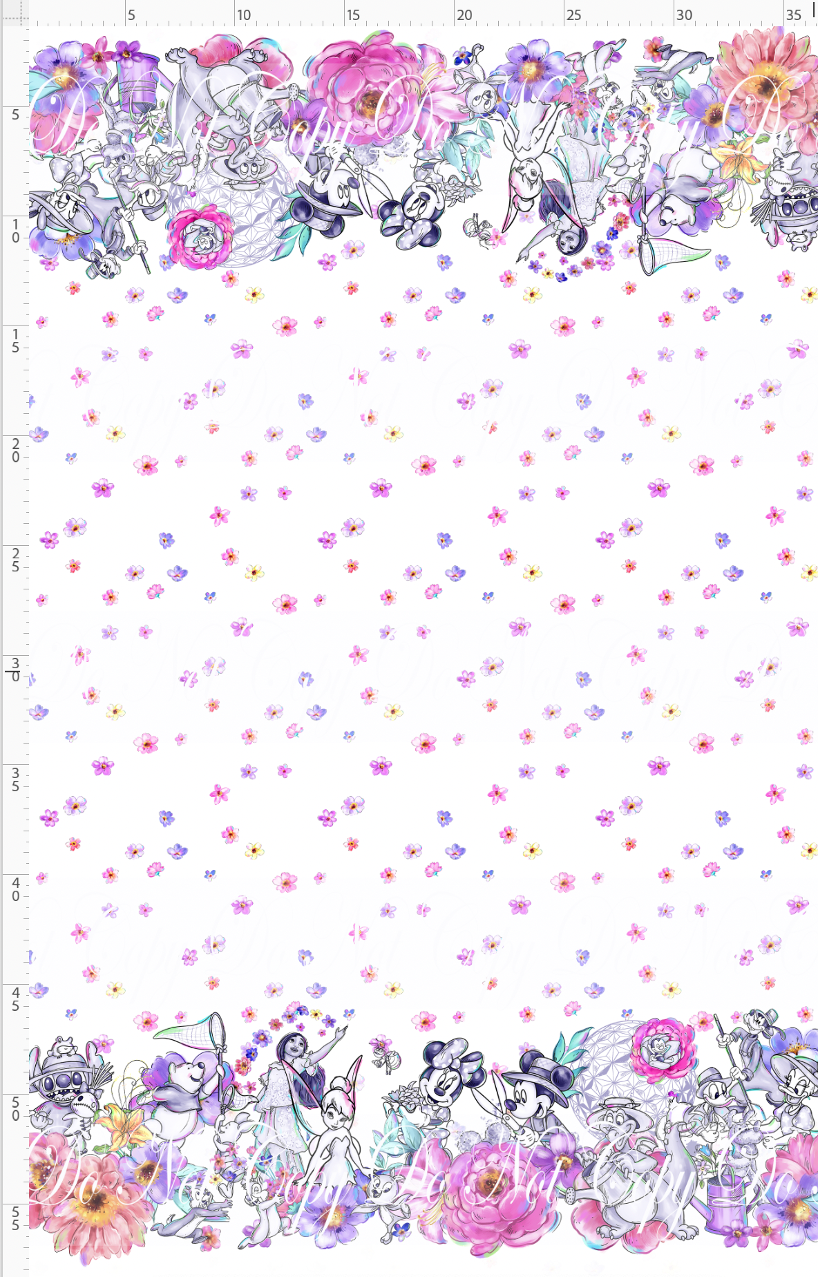 Flower Festival-double border-black and white characters