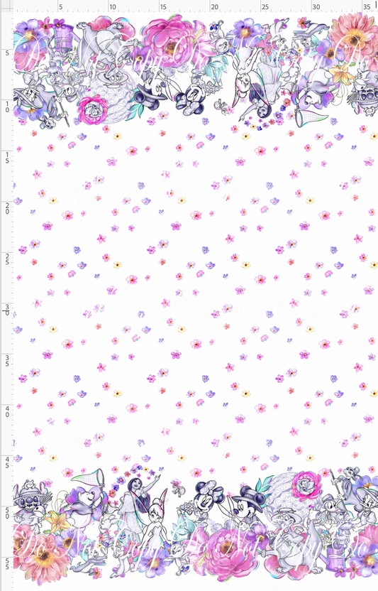 Flower Festival-double border-black and white characters