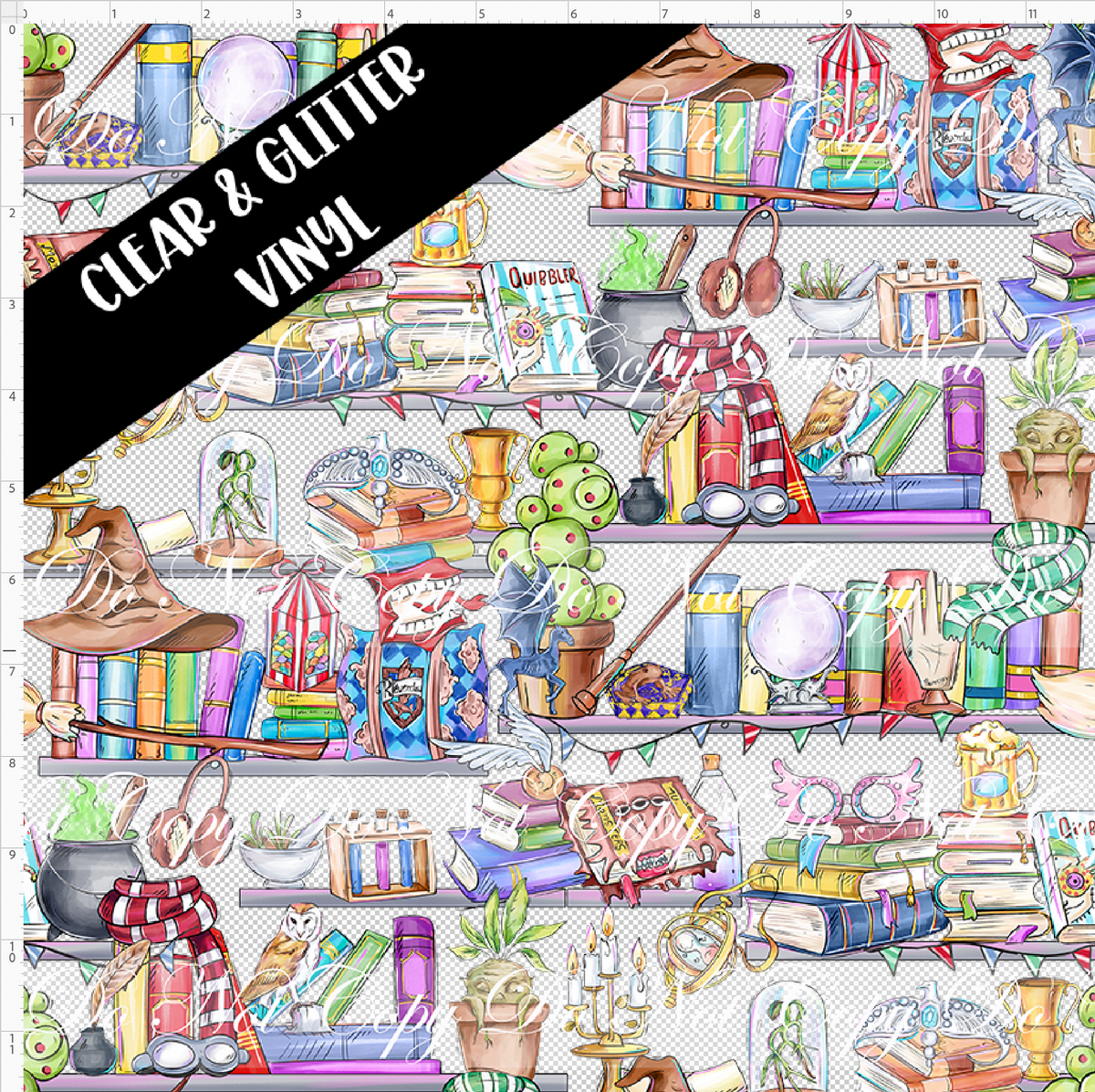 HP Magic-Book Shelf-Small Scale-CLEAR & GLITTER VINYL