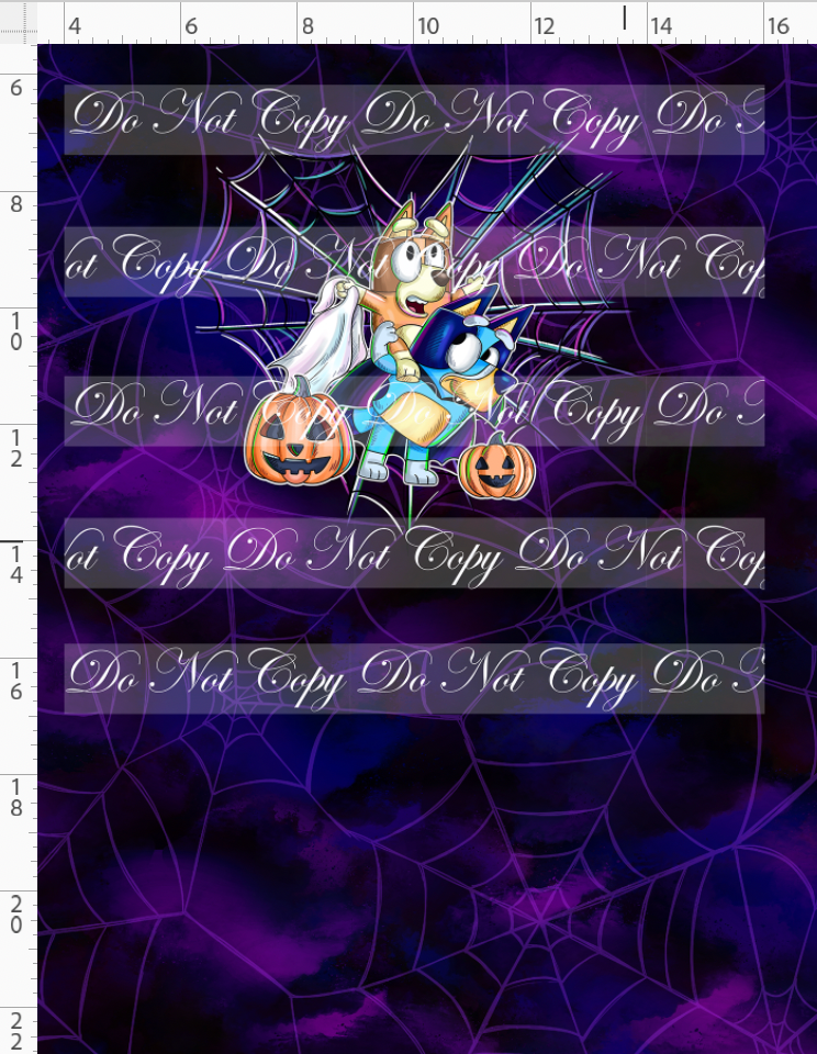 Halloween Heelers-panel-siblings-blue purple-child