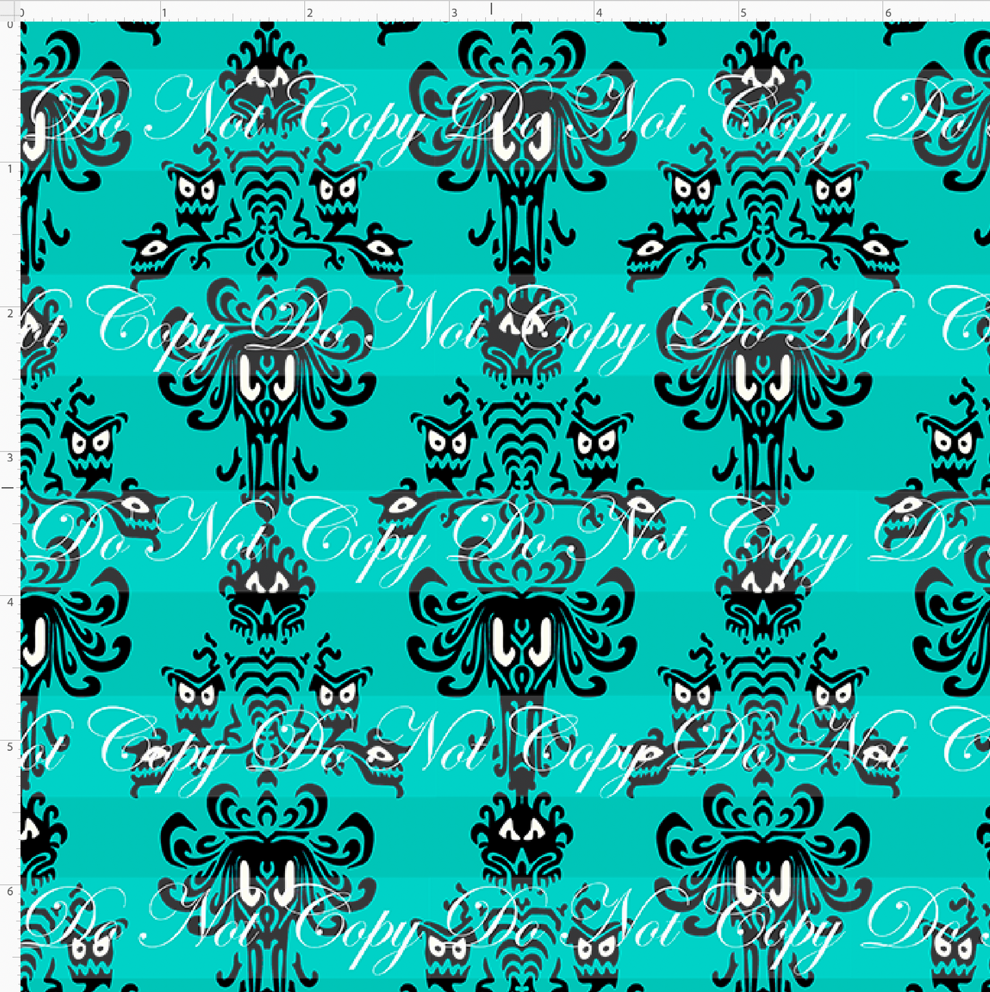 Happy Haunts - Coord - faces - teal - small scale