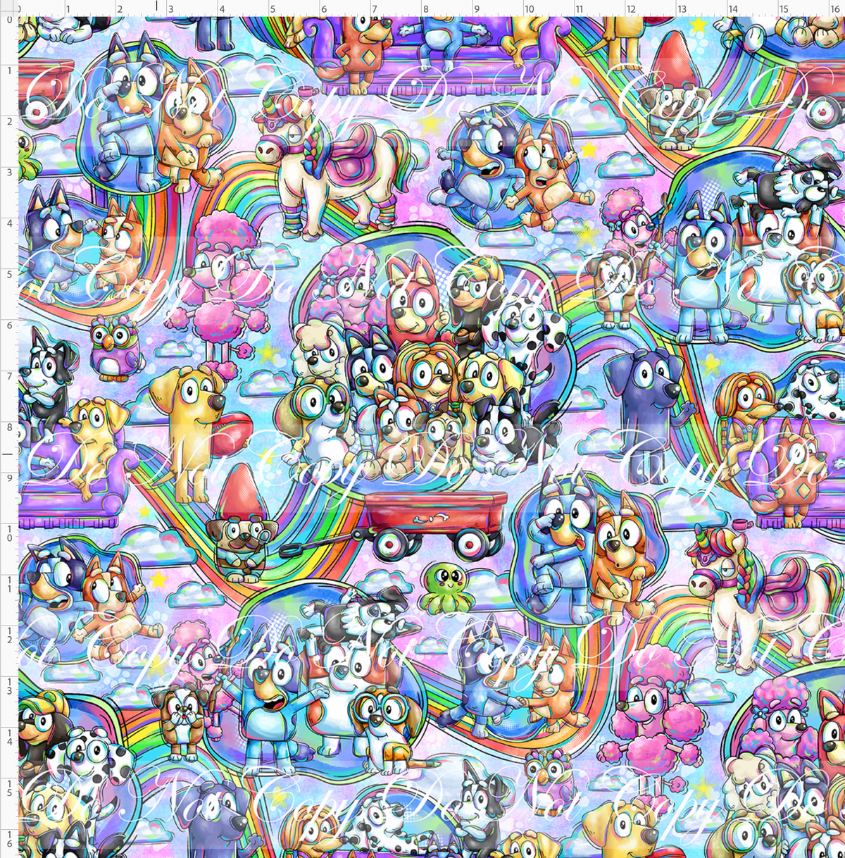 Heeler Hideaway - Characters and rainbows - Blue Purple - large scale
