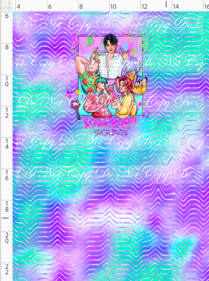 RETAIL LISTING: KPOP Huntrix - Panel - CHILD - 5 boys with elements - Purple Aqua