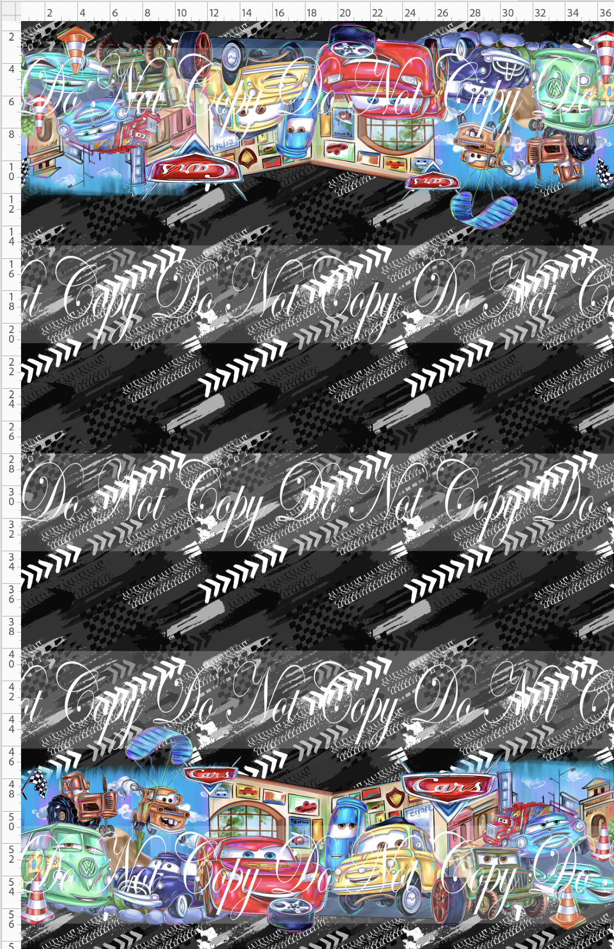 Lightening Cars - Double Border - black white