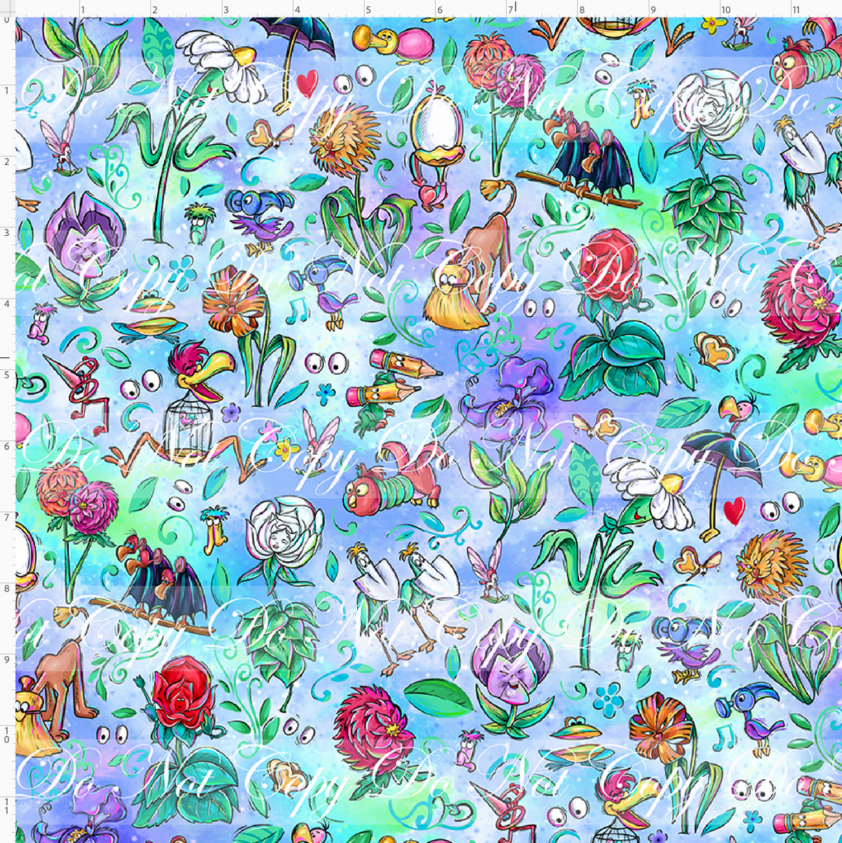 Lost in Wonderland-Flowers-Blue Green-Regular scale