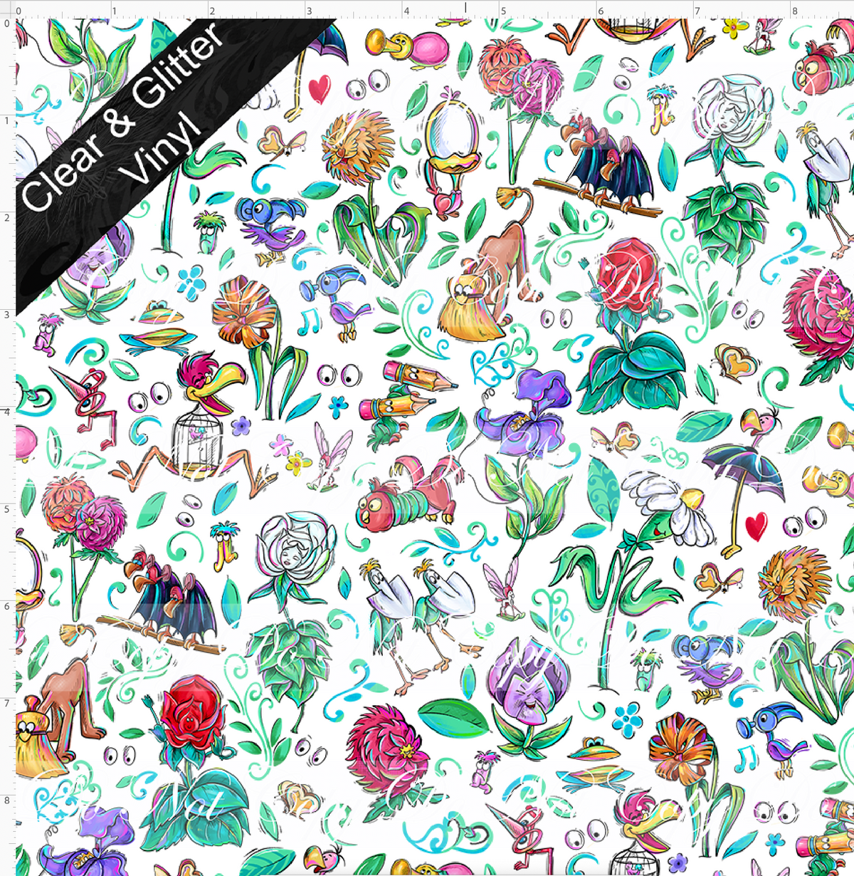 Lost in Wonderland-Flowers-Small scale-CLEAR & GLITTER VINYL
