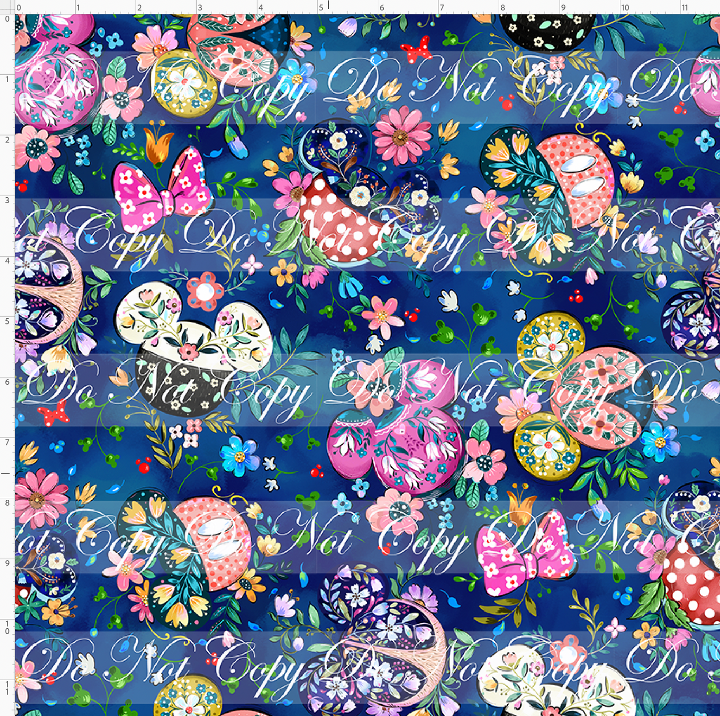 Magical Mice Coordinates - Mouse Ears Floral Toss - Navy