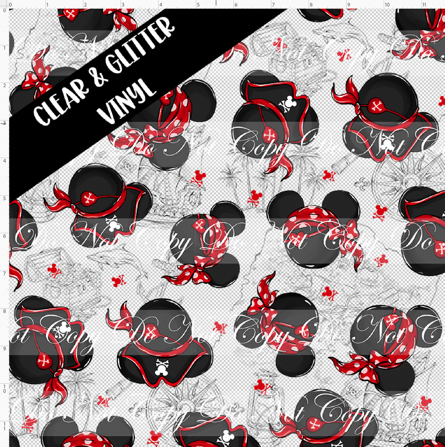 Mouse Pirates and Friends-Pirate Heads-regular scale-CLEAR & GLITTER VINYL