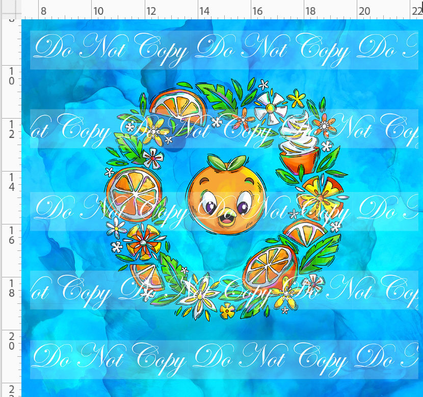 Orange Sunshine - Panel - Aqua - face in circle - ADULT