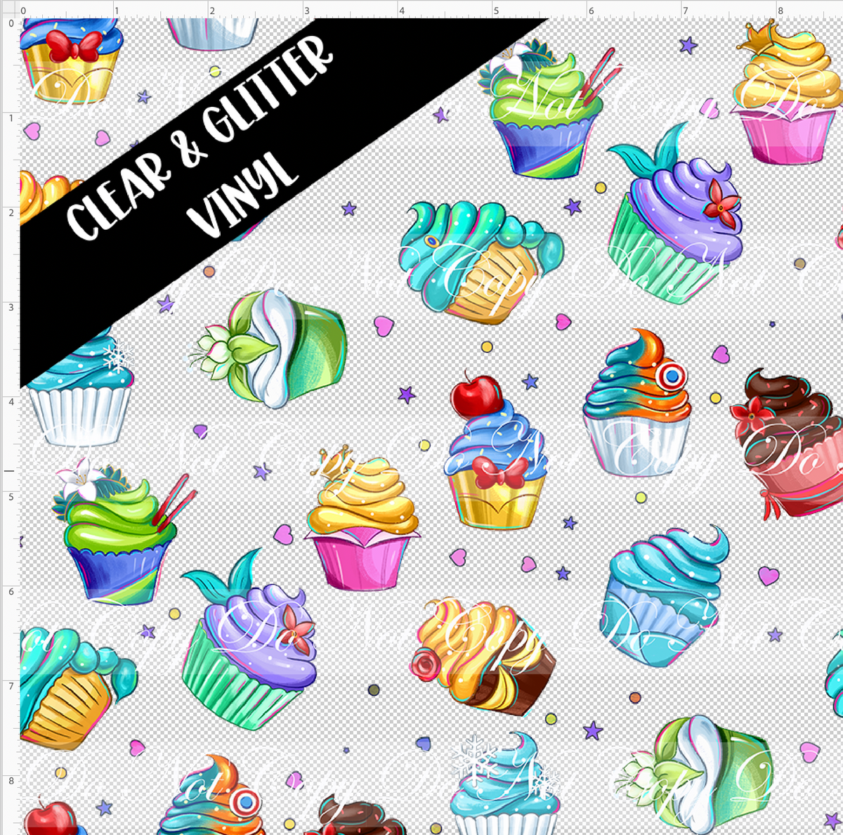 Park Day Princesses-cupcakes-CLEAR & GLITTER VINYL-small scale