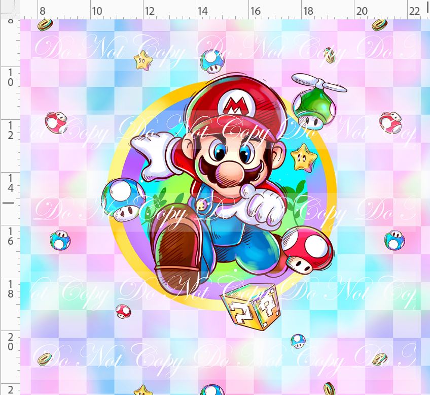 Rainbow Road Rush-panel-red hat guy-checkered background-adult