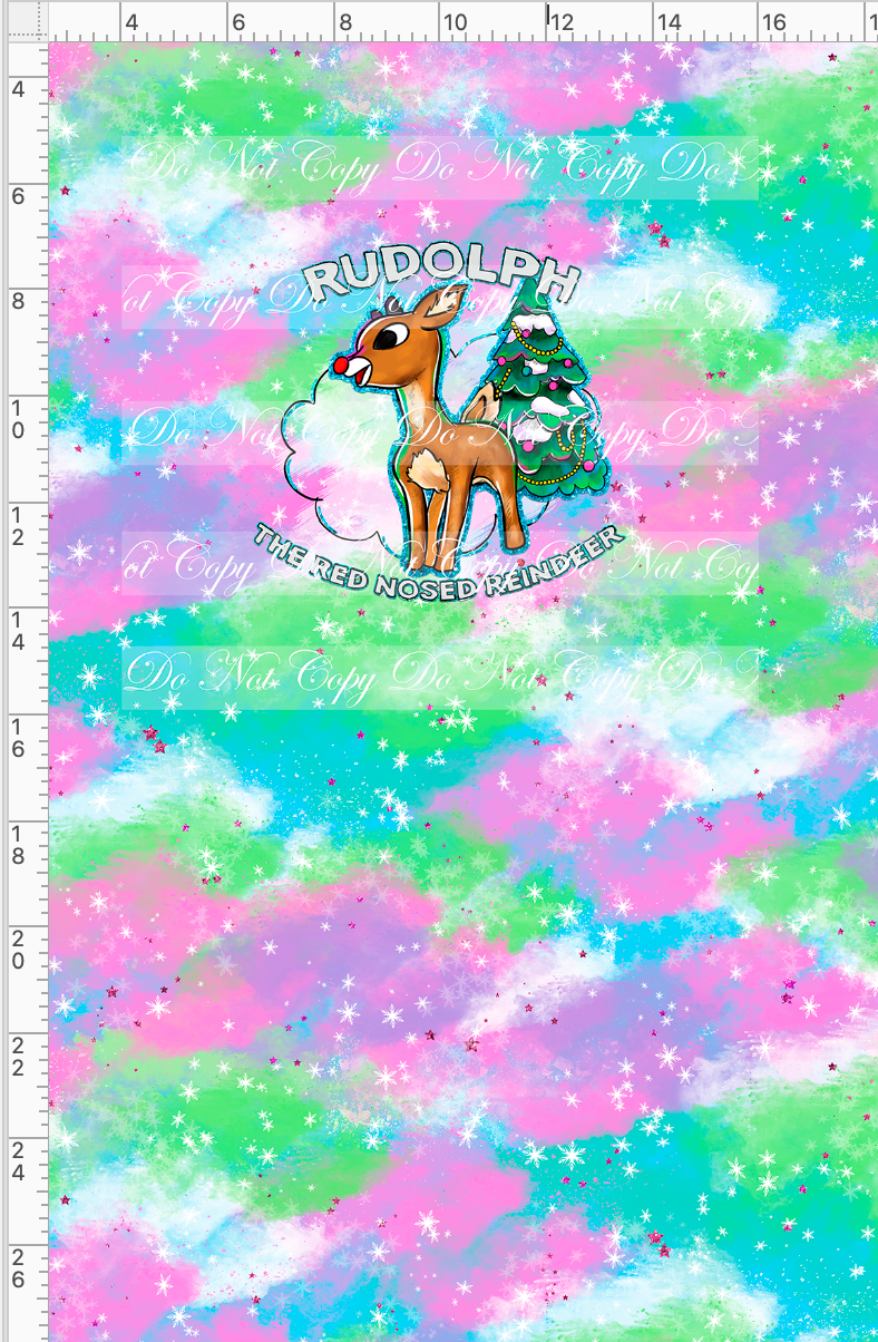 Red nosed reindeer - panel - with words - colorful - child