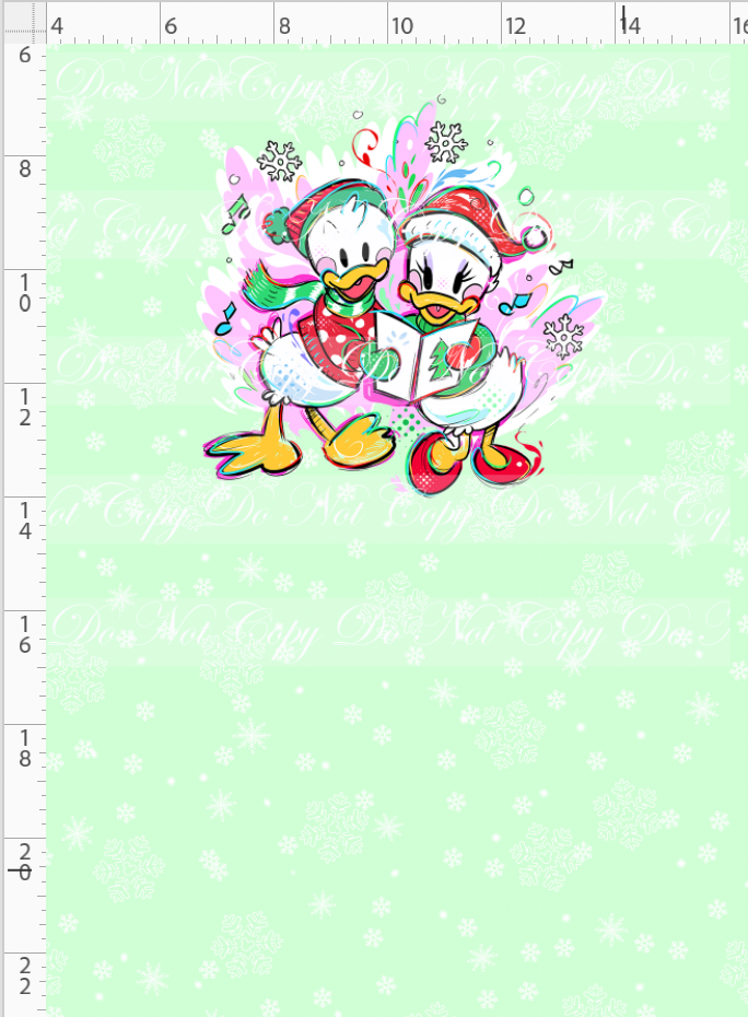 Kawaii Christmas - Panel - Snowflake - Mint - Ducks - CHILD