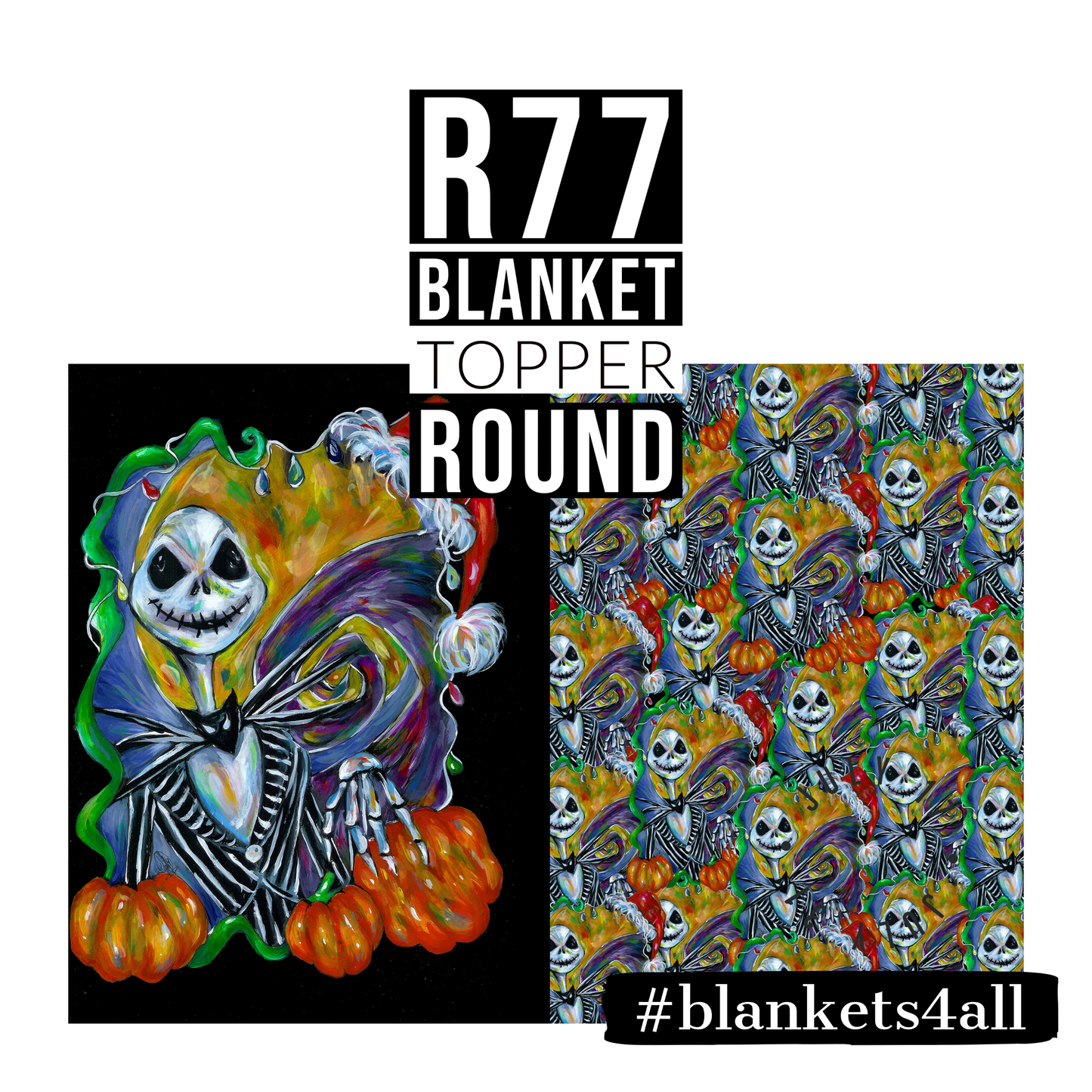 Skellington - Childrens Blanket Panel 58W x 36H