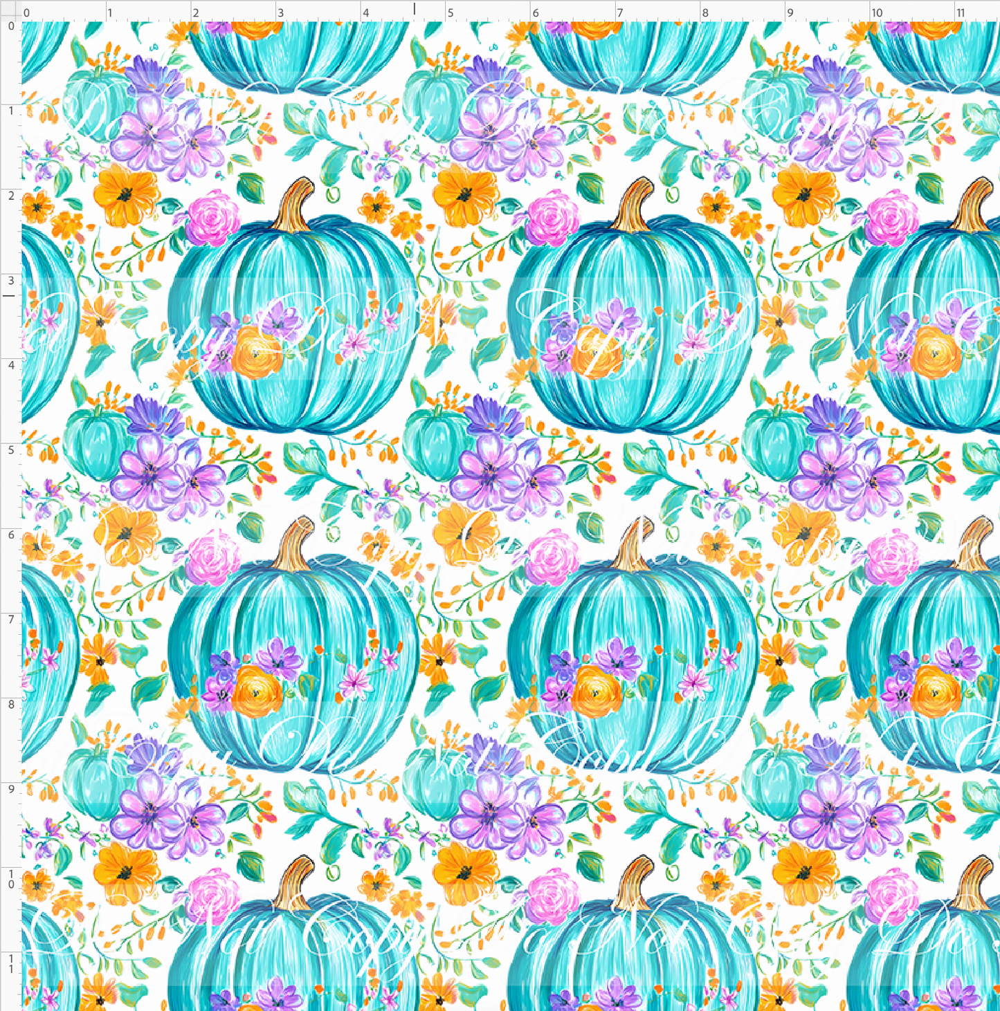 Teal & Floral Fall - Design 9