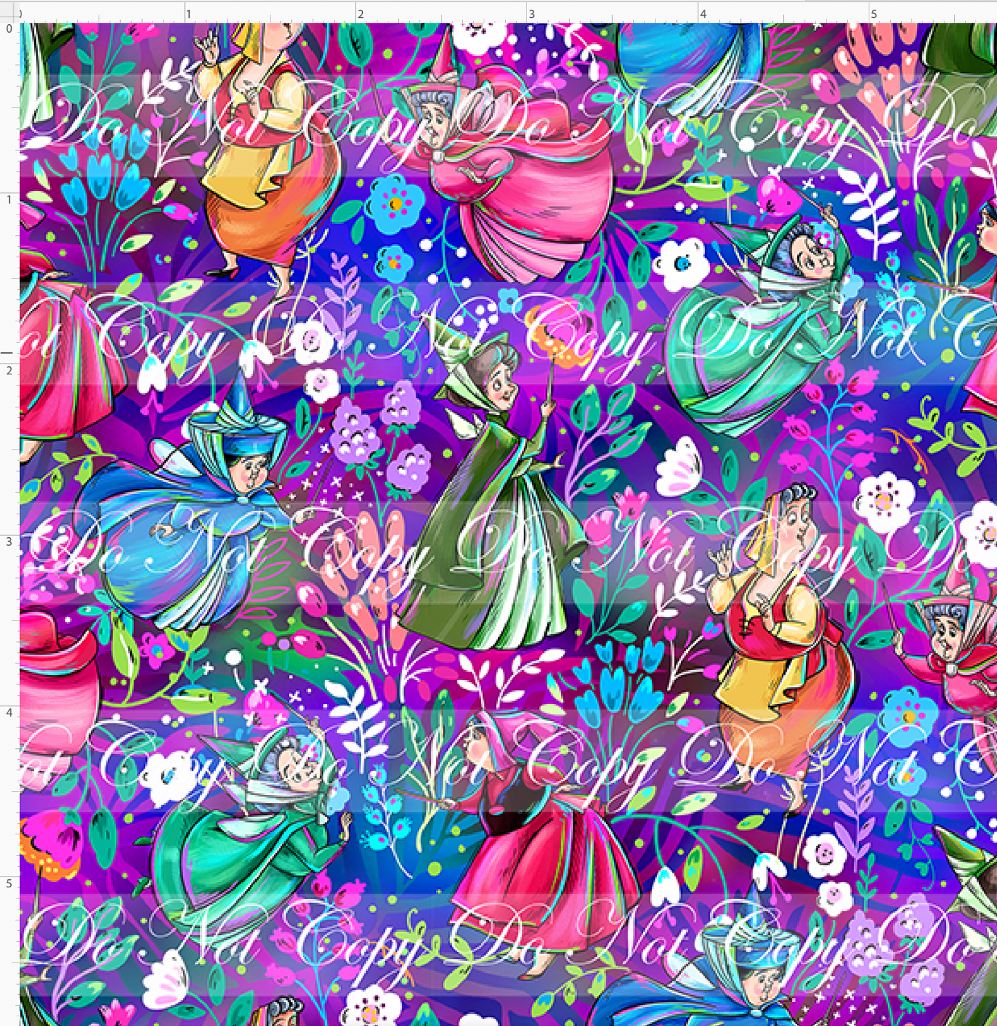 True Love's Kiss - Fairies - purple blue green floral background - small scale