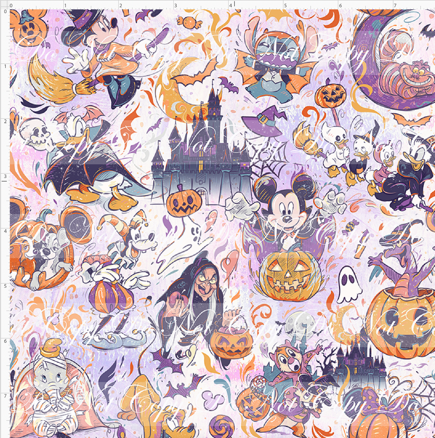Vintage Halloween Friends - Main - Purple hue background - small scale