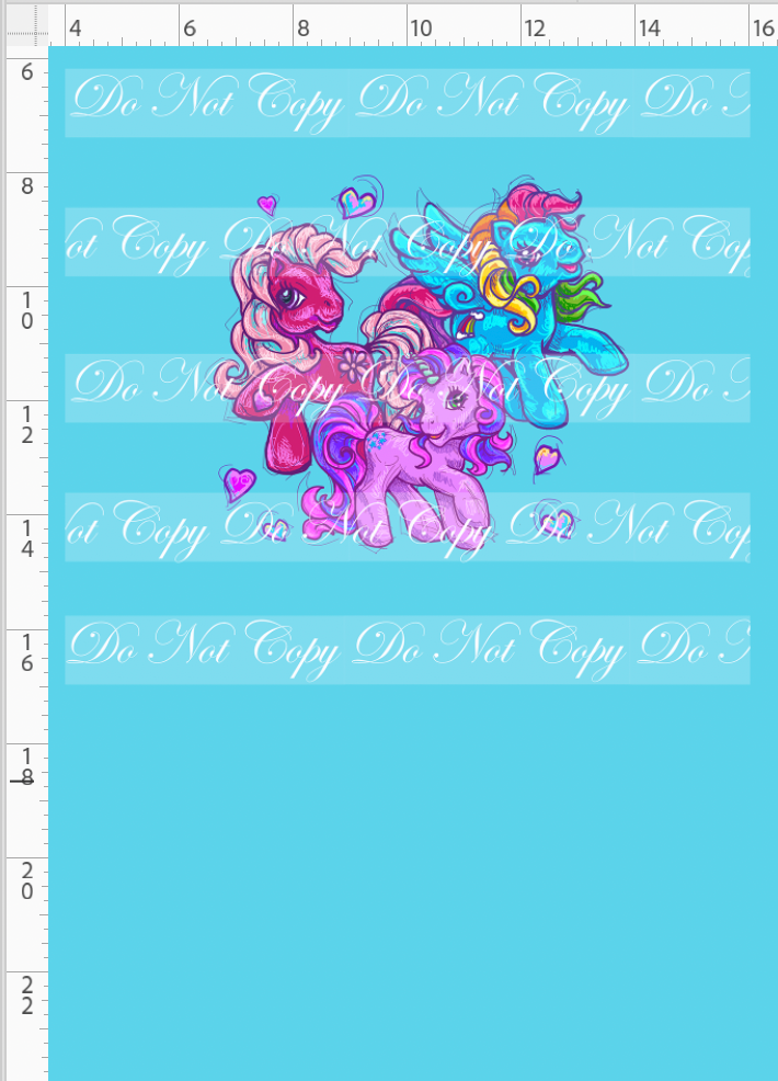 80s throwback - Ponies - Panel - Blue - Child
