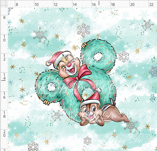 Advent Christmas Collection - panel - blue - chipmunk - adult