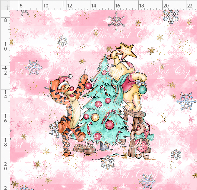 Advent Christmas Collection - panel - pink - bear crew - adult