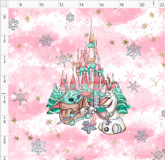 Advent Christmas Collection - panel - pink - camp fire - adult