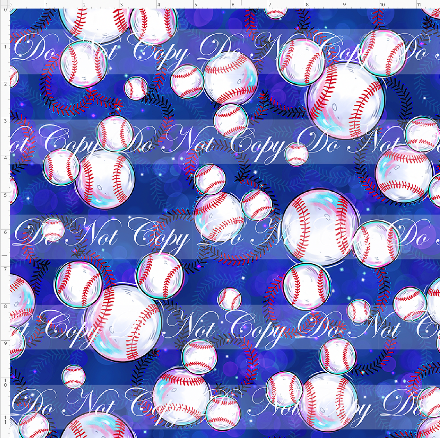 Baseball Dream Team - mouse head baseballs - blue - regular scale