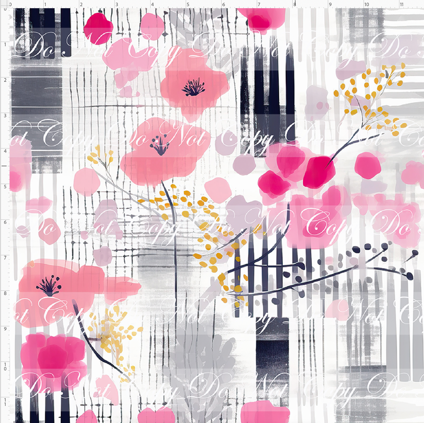 Bold Florals - Pink Flowers and Twigs - REGULAR SCALE