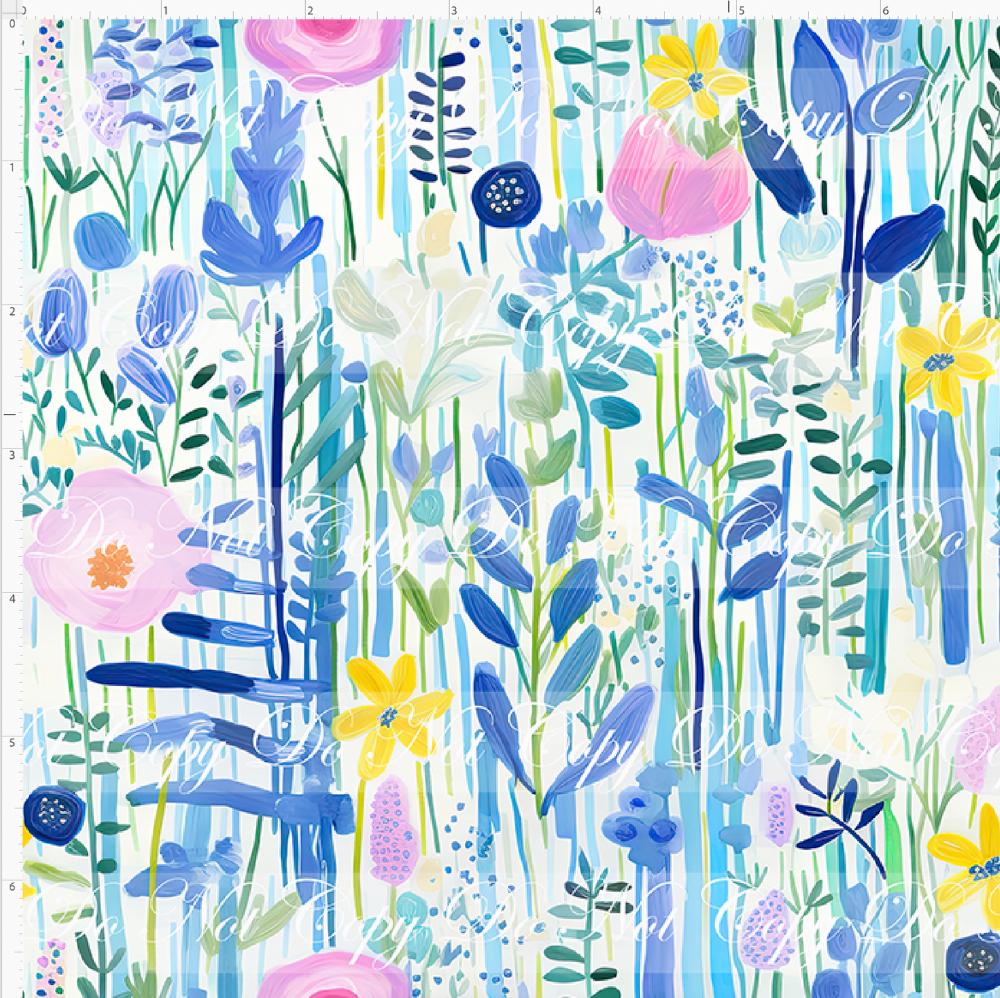 Bold Florals - Wildflowers - Blue - SMALL SCALE