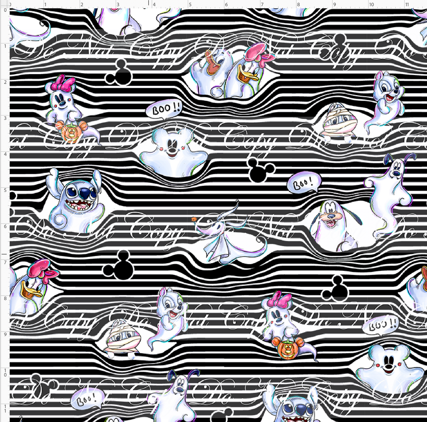 Boo-tiful Spirits-Character Stripes- BW- Regular Scale
