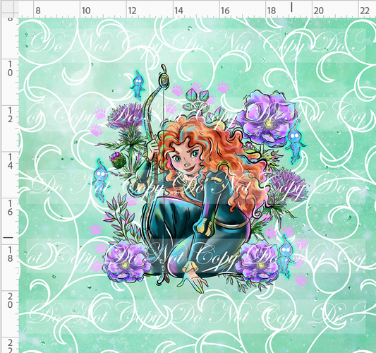Brave at Heart - panel - sea foam - Princess with bow - ADULT