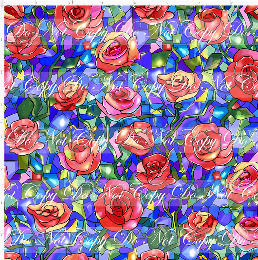 Castle of Roses - Stained Glass Roses - Small Scale - Blue