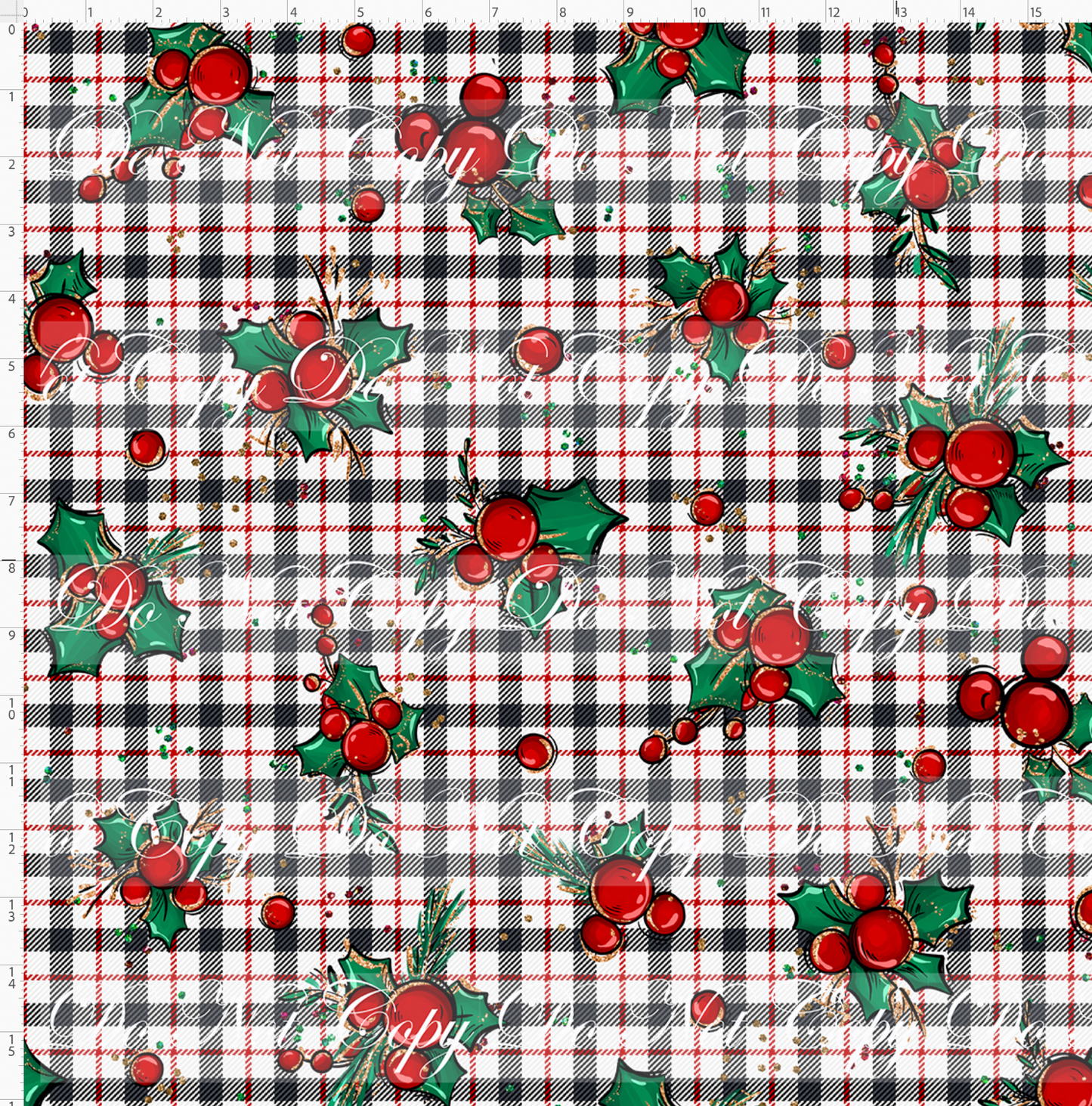 Christmas Mouse Classic - holly - plaid - large scale