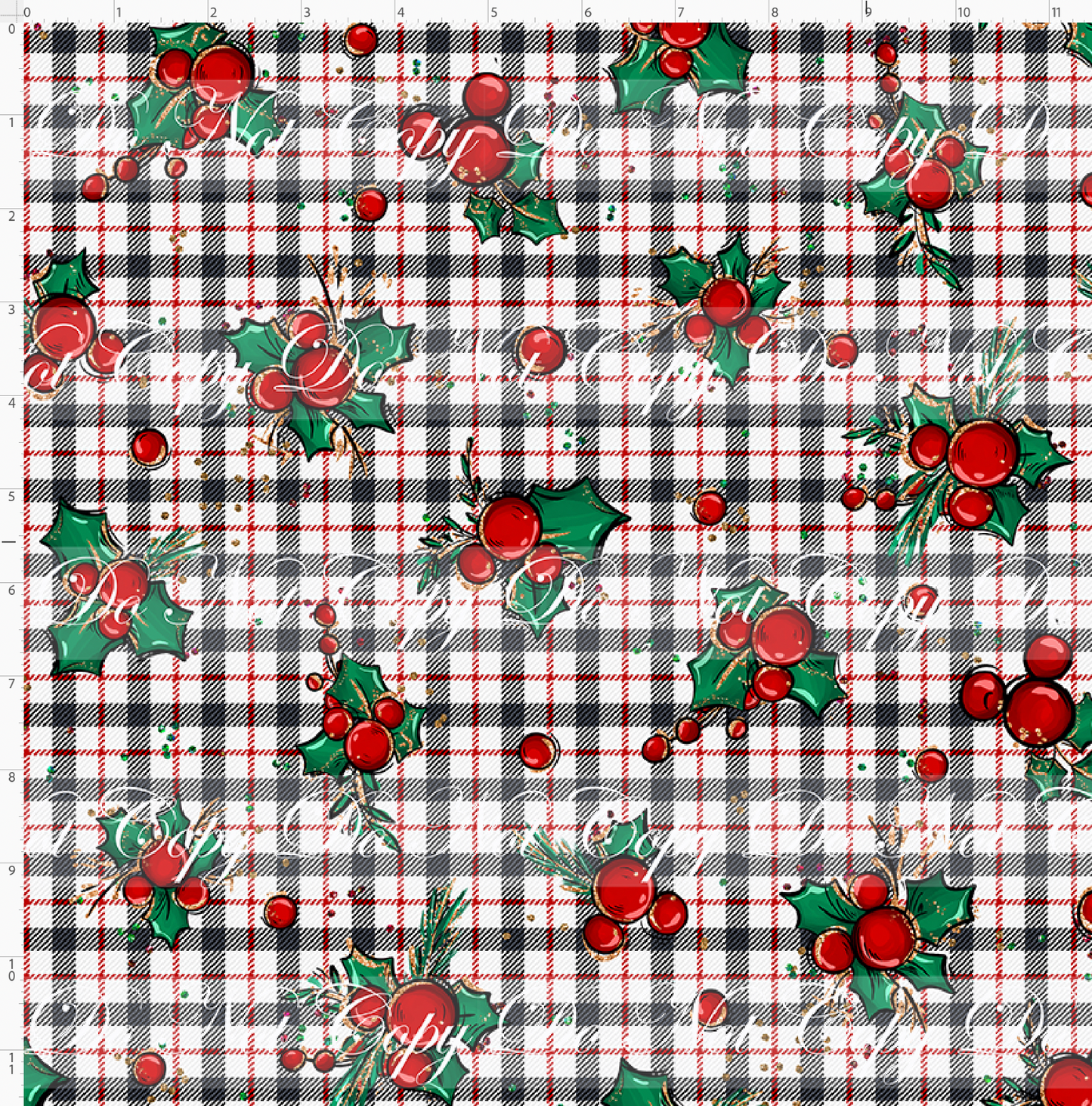 Christmas Mouse Classic - holly - plaid - regular scale