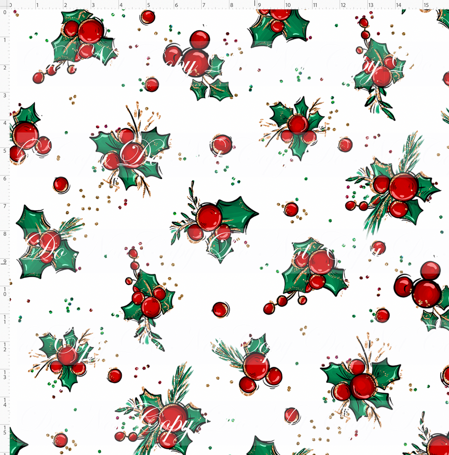 Christmas Mouse Classic - holly - white - large scale
