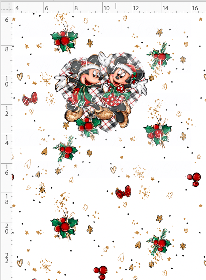 Christmas Mouse Classic - panel - plaid heart - child