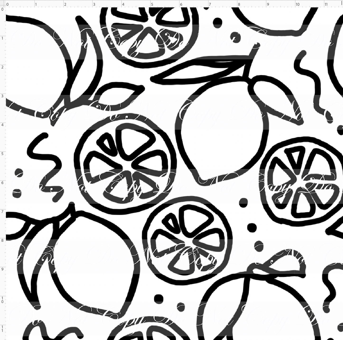 Citrus Bloom - Black and White - Regular Scale