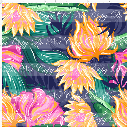 Citrus Bloom - Blooms on Navy - Small Scale