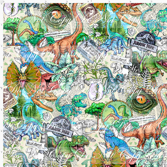 Dino Expedition - Dinos and newspaper - tan - small scale