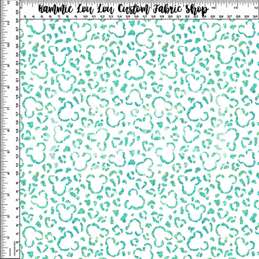 Endless Essentials - Wild Silhouettes - Aqua Glitter on White - Small Scale