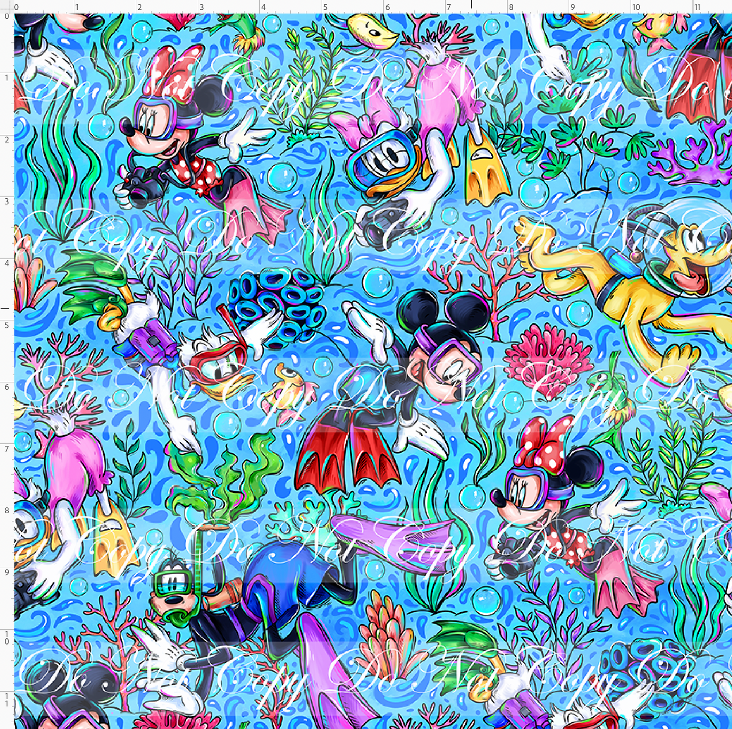 Fins and Friends - Friends with coral - light blue - regular scale
