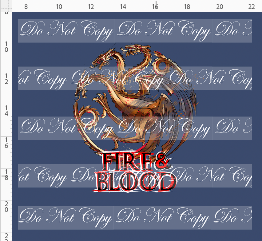 Fire and Blood-Panel-gold symbol fire and blood-blue-adult