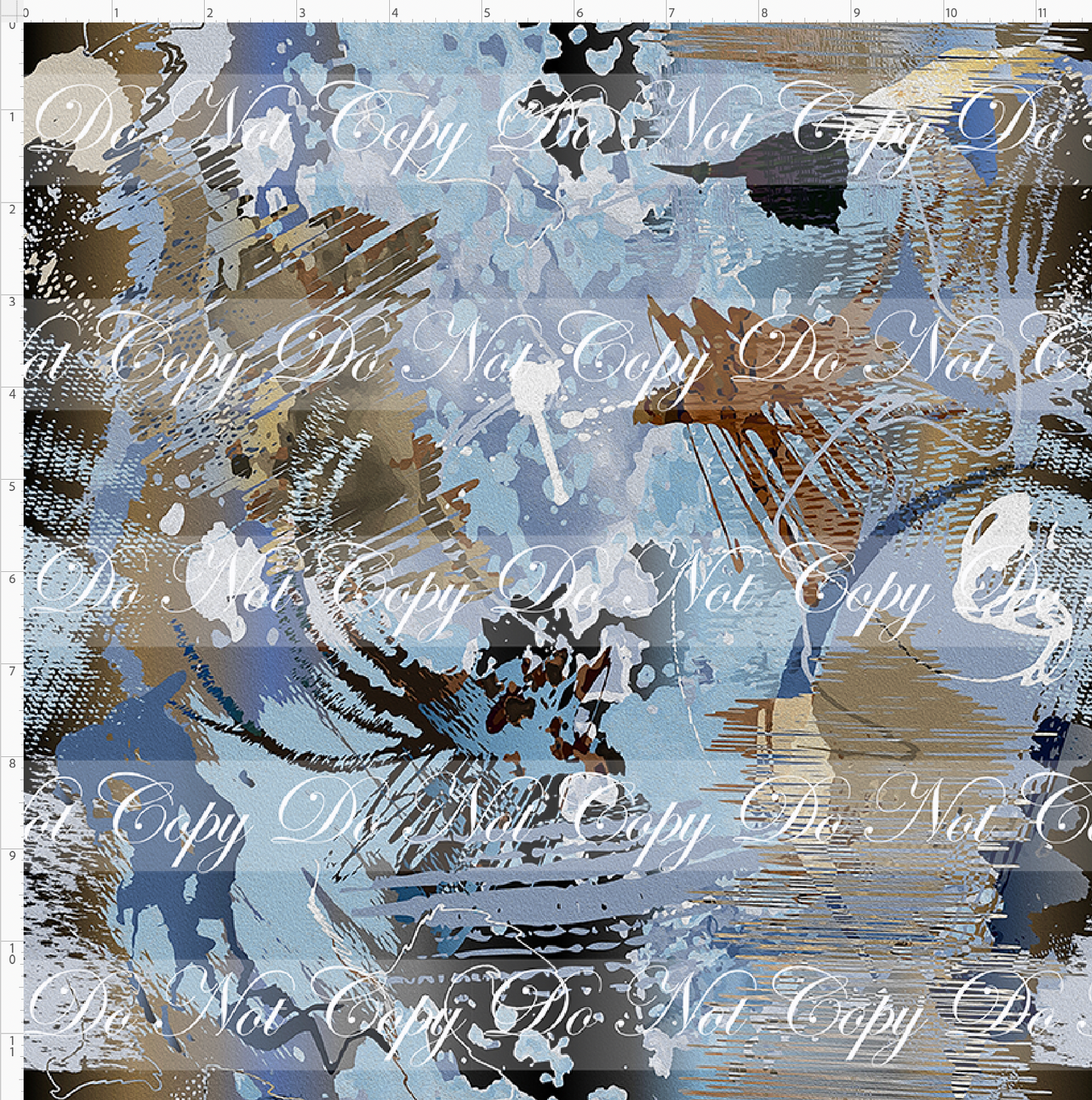 Fire and Blood-blue and black brush strokes