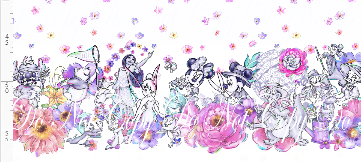 Flower Festival-double border-black and white characters
