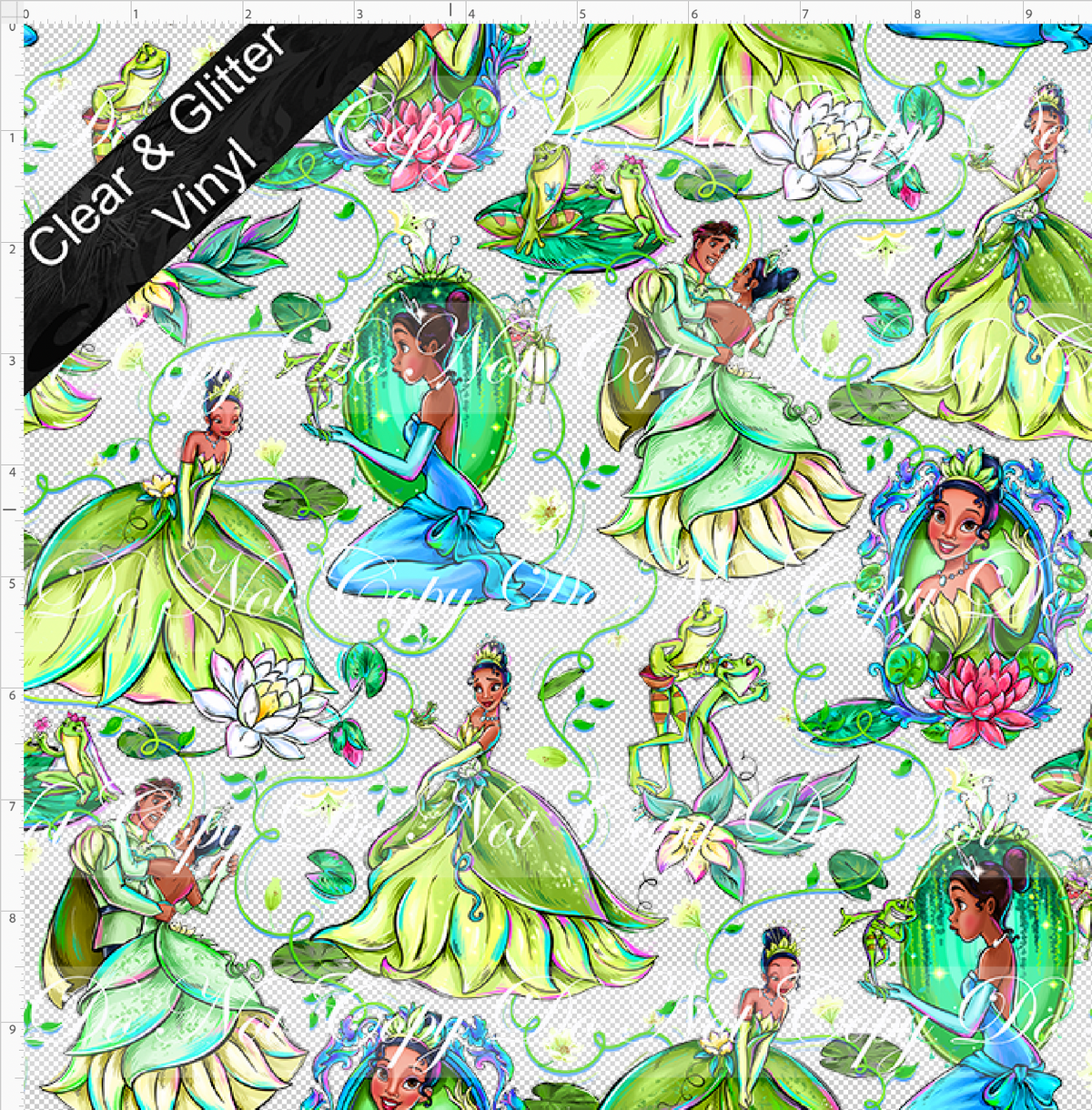 Frogs and Fireflies-Princess CLEAR & GLITTER VINYL-Small Scale