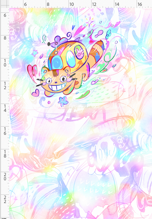 Ghibili Doodles - Panel - rainbow - cat bus - CHILD