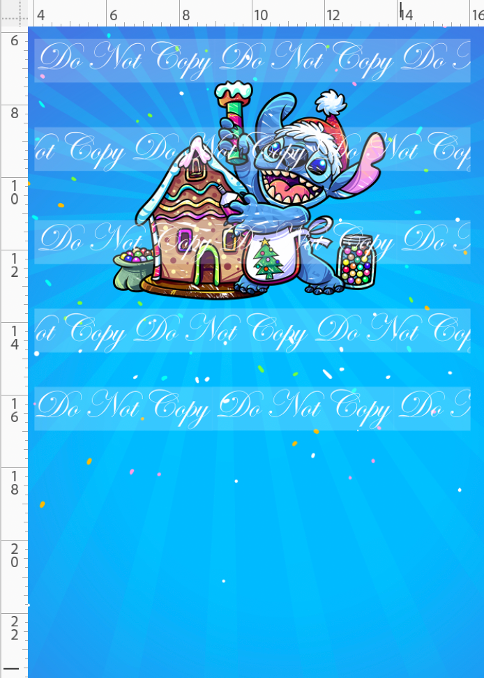 Gingerbread 626 - Panel - House - blue - child